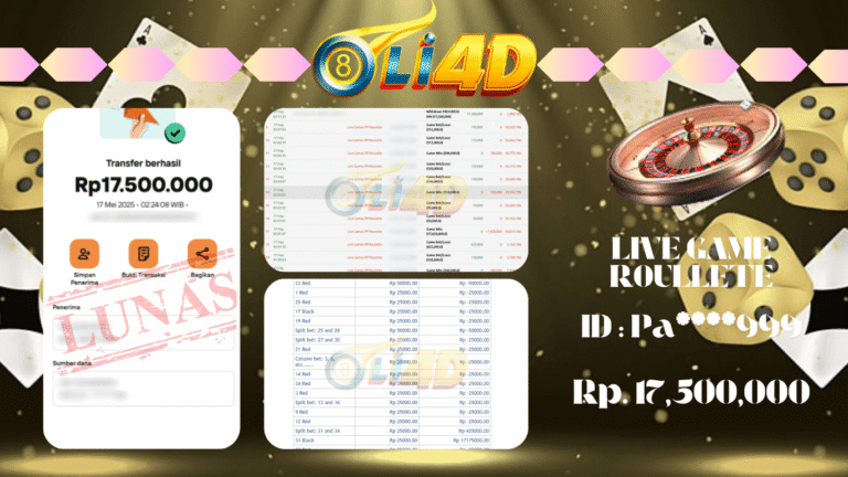 BUKTI JACKPOT KEMENANGAN Rp.17,500,000 SITUS OLI4D