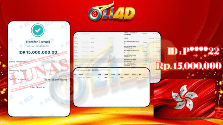 BUKTI JACKPOT KEMENANGAN Rp.15,000,000 SITUS OLI4D