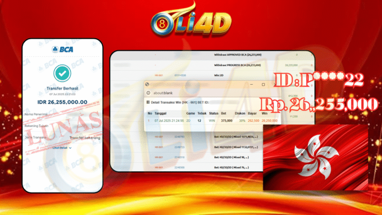 BUKTI JACKPOT KEMENANGAN Rp.26,255,000 SITUS OLI4D
