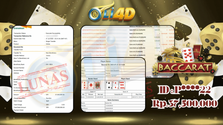 BUKTI JACKPOT KEMENANGAN Rp.37,500,000 SITUS OLI4D