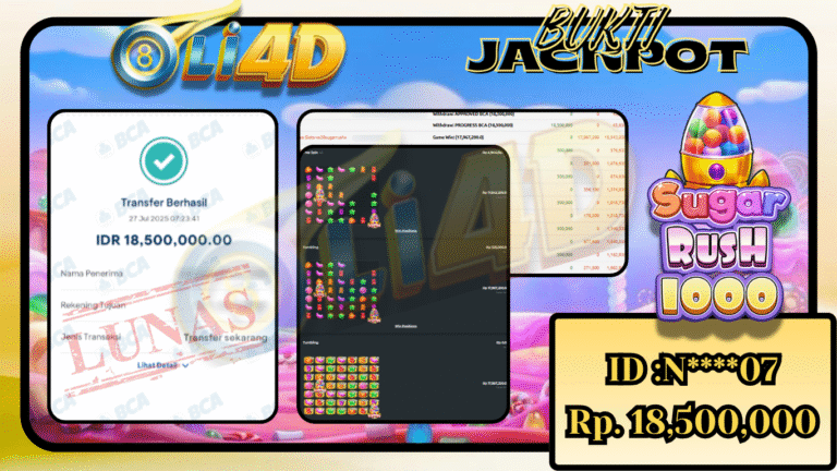 BUKTI JACKPOT KEMENANGAN Rp.18,500,000 SITUS OLI4D