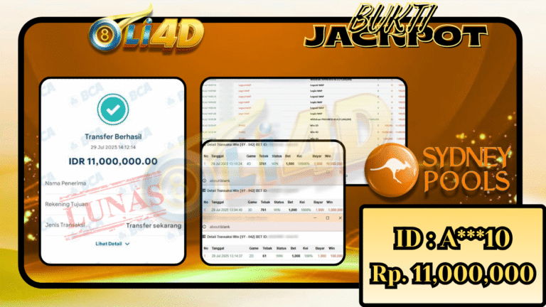 BUKTI JACKPOT KEMENANGAN Rp.11,000,000 SITUS OLI4D