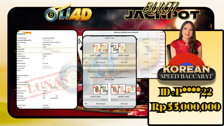 BUKTI JACKPOT KEMENANGAN Rp.55,000,000 SITUS OLI4D
