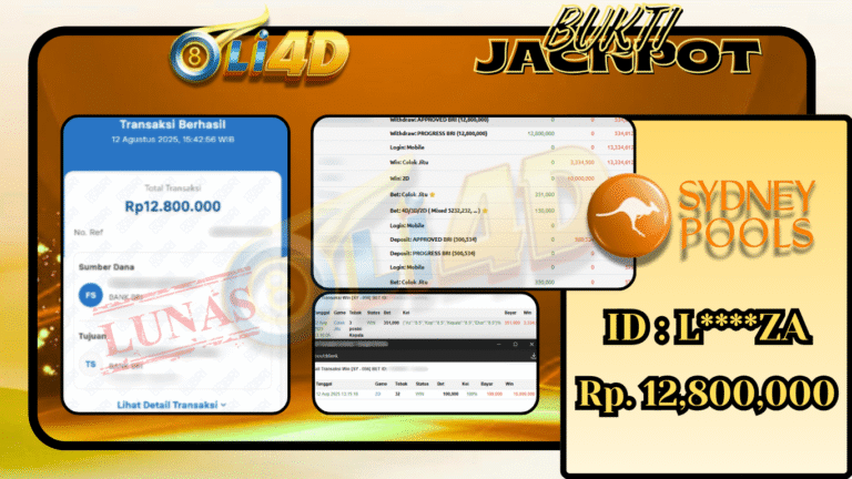 BUKTI JACKPOT KEMENANGAN Rp.12,800,000 SITUS OLI4D