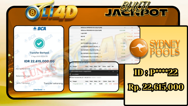 BUKTI JACKPOT KEMENANGAN Rp.22,615,000 SITUS OLI4D