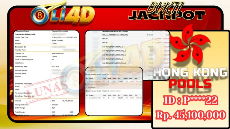 BUKTI JACKPOT KEMENANGAN Rp.45,100,000 DI SITUS OLI4D