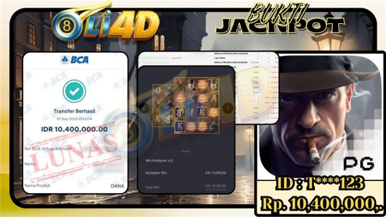 BUKTI JACKPOT KEMENANGAN Rp.10,400,000 DI SITUS OLI4D