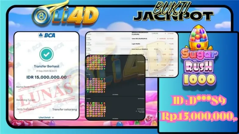 BUKTI JACKPOT KEMENANGAN Rp.15,000,000 DI SITUS OLI4D