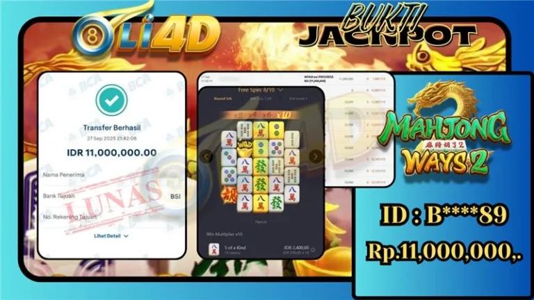 BUKTI JACKPOT KEMENANGAN Rp.11,000,000 DI SITUS OLI4D