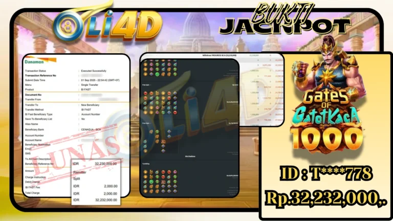 BUKTI JACKPOT KEMENANGAN Rp.32,232,000 DI SITUS OLI4D
