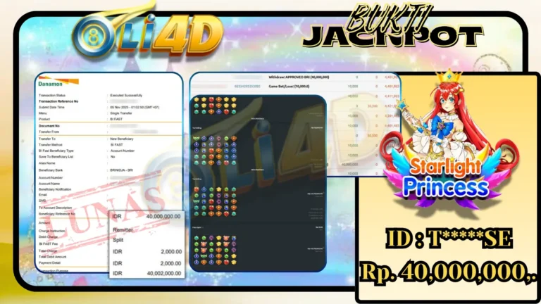 BUKTI JACKPOT KEMENANGAN Rp.40,000,000 DI SITUS OLI4D