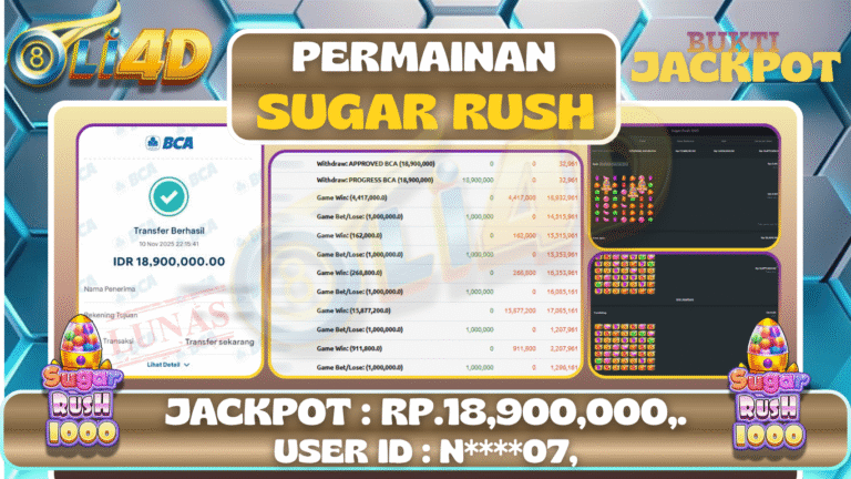 BUKTI JACKPOT KEMENANGAN Rp.18,900,000 DI SITUS OLI4D