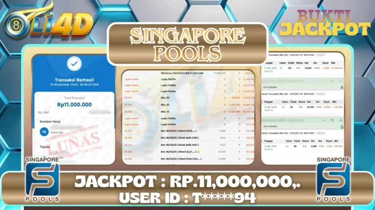 BUKTI JACKPOT KEMENANGAN Rp.11,000,000 DI SITUS OLI4D