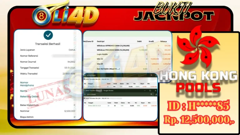 BUKTI JACKPOT KEMENANGAN Rp.12,500,000 DI SITUS OLI4D