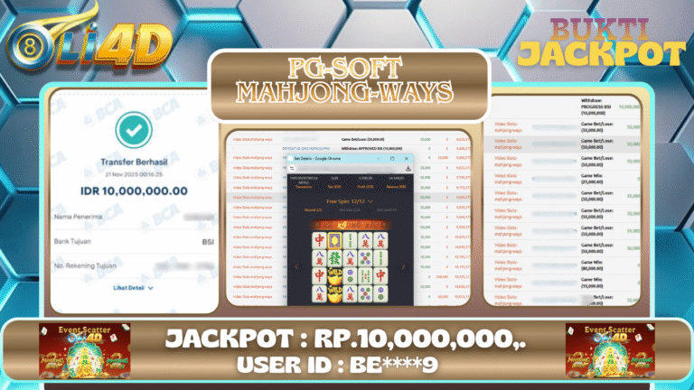 BUKTI JACKPOT KEMENANGAN Rp 10,000,000 DI SITUS OLI4D