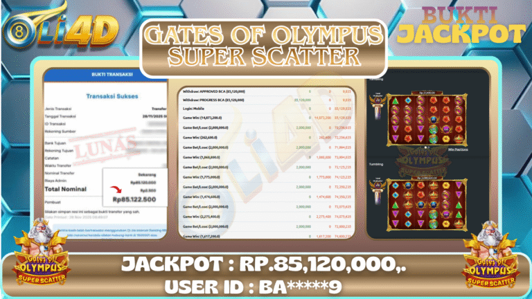 BUKTI JACKPOT KEMENANGAN Rp 85,120,000 DI SITUS OLI4D