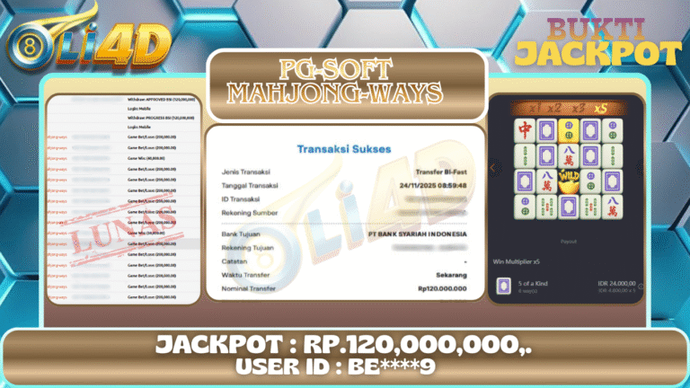 BUKTI JACKPOT KEMENANGAN Rp 120,000,000 DI SITUS OLI4D