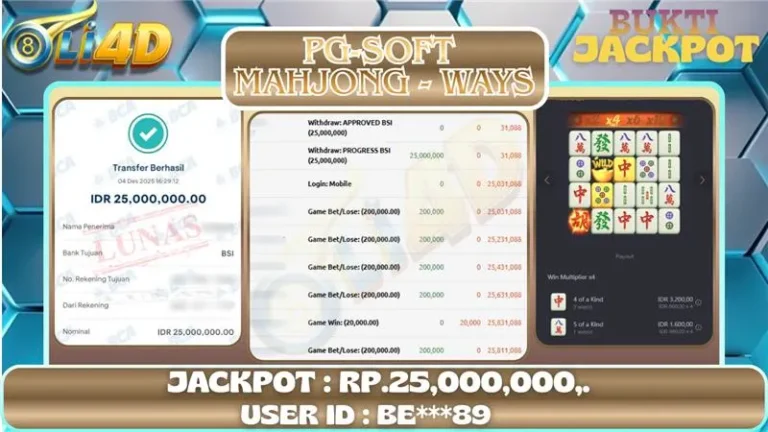BUKTI JACKPOT KEMENANGAN Rp 25,000,000 DI SITUS OLI4D