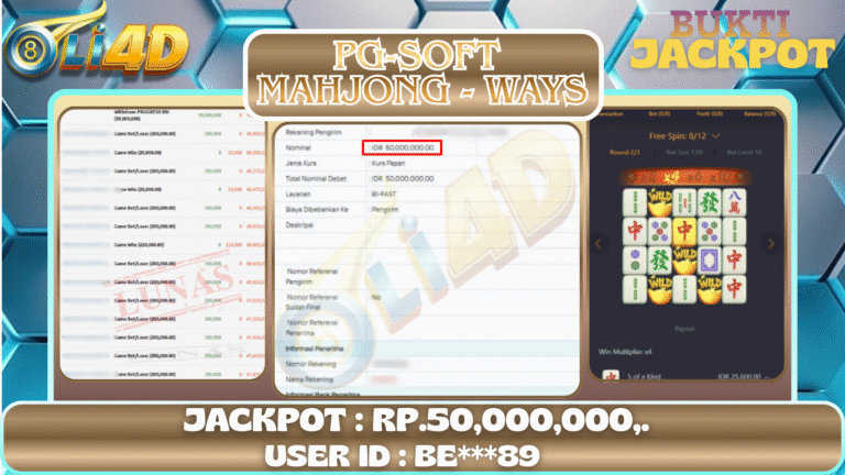 BUKTI JACKPOT KEMENANGAN Rp 50,000,000 DI SITUS OLI4D