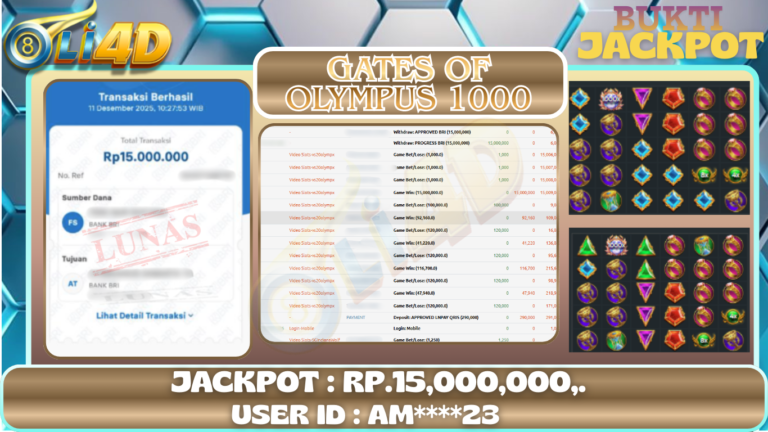 BUKTI JACKPOT KEMENANGAN Rp 15,000,000 DI SITUS OLI4D
