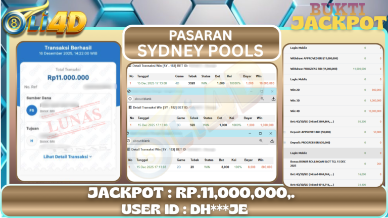 BUKTI JACKPOT KEMENANGAN Rp 11,000,000 DI SITUS OLI4D