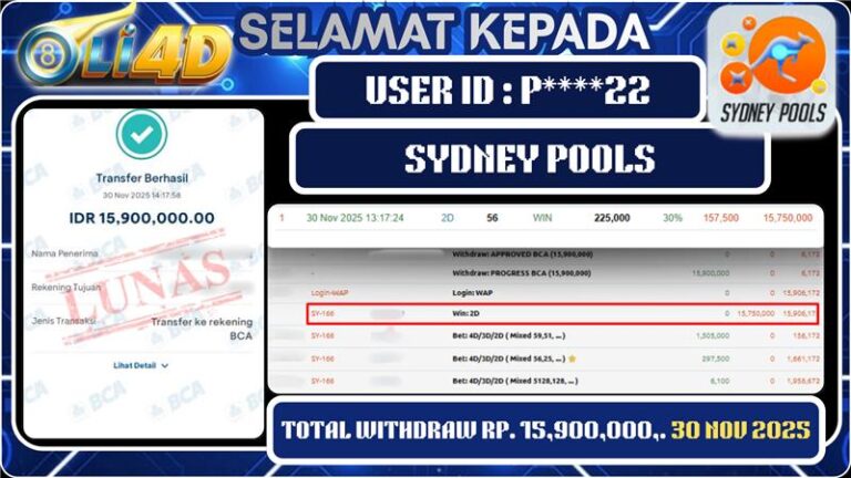 BUKTI JACKPOT KEMENANGAN Rp 15,900,000 DI SITUS OLI4D