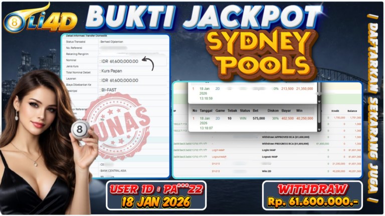 BUKTI JACKPOT KEMENANGAN Rp 61,600,000 DI SITUS OLI4D