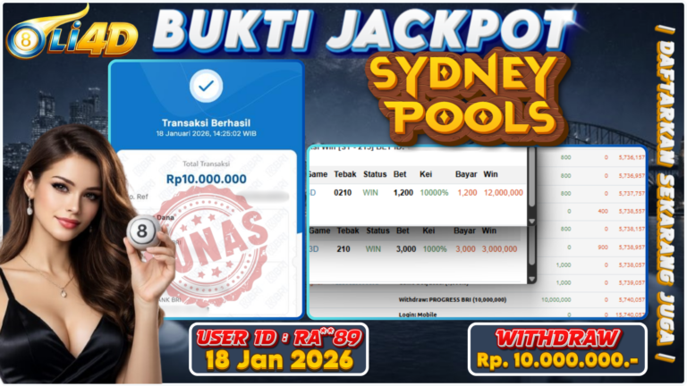 BUKTI JACKPOT KEMENANGAN Rp 10,000,000 DI SITUS OLI4D