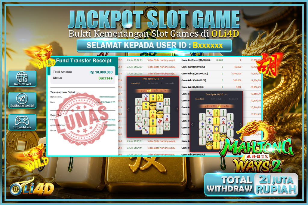 bukti jackpot